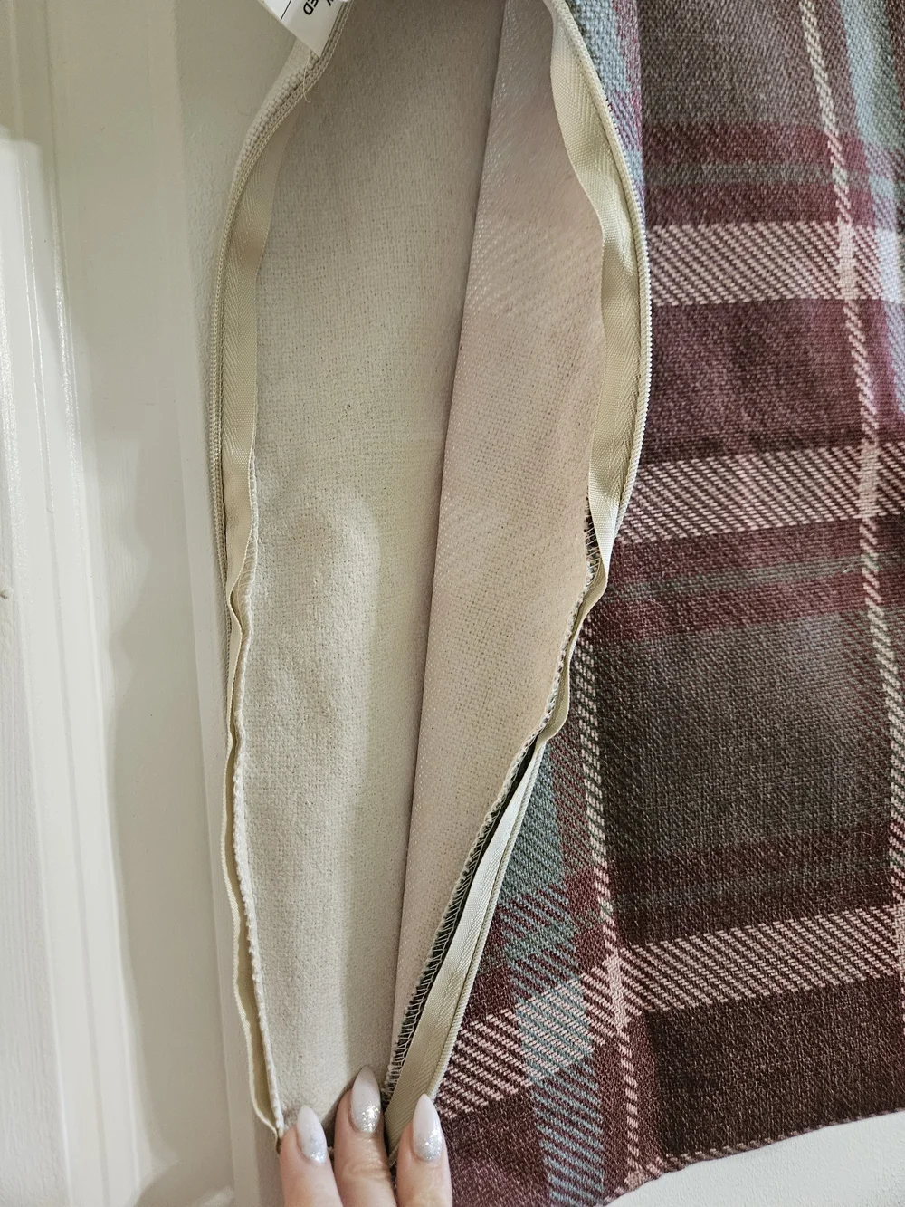 Plaid Tassel Throw Pillow Covers (2) in Burgundy and Green